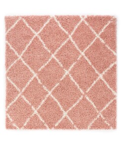 Tappeto a rombi quadrato a pelo lungo Habitat - Rosa/Bianco - overzicht