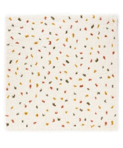 Tappeto quadrato a pelo lungo a pois Artisan - Bianco/Multicolore - overzicht