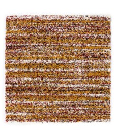 Tappeto quadrato a pelo lungo a righe Artisan - Multicolore/Giallo senape - overzicht, thumbnail