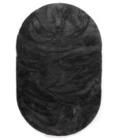 Tappeto soffice ovale - Comfy Plus - Grigio scuro - overzicht boven, thumbnail