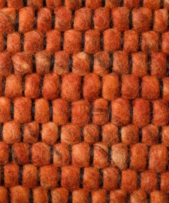 Tappeto quadrato in lana Lett - Cognac - close up, thumbnail