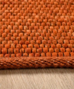 Tappeto quadrato in lana Lett - Cognac - close up, thumbnail