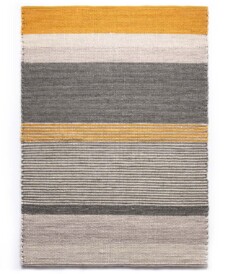 Tappeto in lana a righe Lett - Giallo senape/Grigio - overzicht, thumbnail