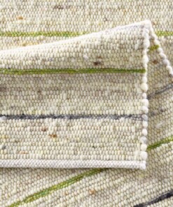 Tappeto in lana a righe Jarl - Crema/Verde - close up vouw, thumbnail Tappeto in lana a righe Jarl - Crema/Verde - close up vouw, thumbnail