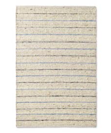 Tappeto in lana a righe Jarl - Crema/Blu - overzicht boven, thumbnail