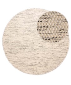 Tappeto rotondo in lana Ulstein - Bianco/Nero - overzicht, thumbnail