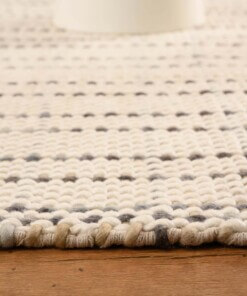 Tappeto in lana - Verdal Crema/Grigio - close up zijkant, thumbnail