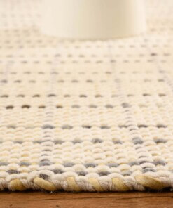 Tappeto in lana - Verdal Crema/Verde - close up zijkant, thumbnail