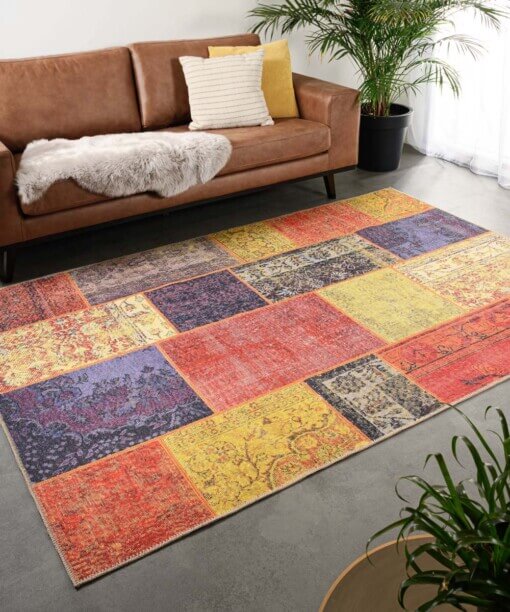 Tappeto patchwork - Fade Heritage Rosso/Multicolore - sfeer