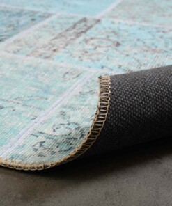 Tappeto patchwork - Fade Heritage Turchese - close up vouw, thumbnail