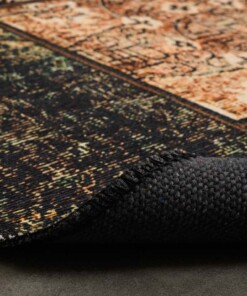 Tappeto rotondo Patchwork - Fade No.1 Verde oliva - close up vouw, thumbnail