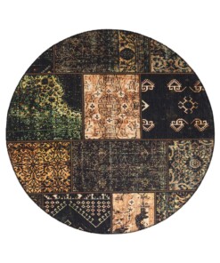 Tappeto rotondo Patchwork - Fade No.1 Verde oliva - overzicht boven