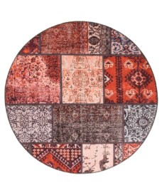 Tappeto rotondo Patchwork - Fade No.1 Rosso/Multicolore - overzicht boven, thumbnail