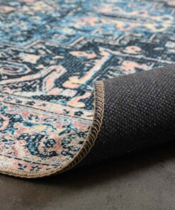 Tappeto vintage - Fade No.3 Blu/Arancione - close up vouw, thumbnail Tappeto vintage - Fade No.3 Blu/Arancione - close up vouw, thumbnail