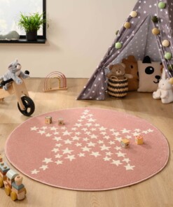 Tappeto bambini rotondo stelle - Magic rosa