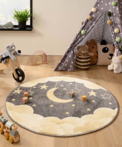 Tappeto bambini nuvola rotondo - Dreams cloud giallo/grigio