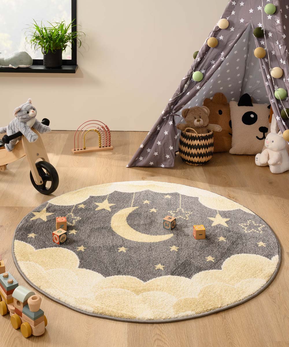 Tappeto bambini nuvola rotondo - Dreams cloud giallo/grigio Tappeto bambini nuvola rotondo - Dreams cloud giallo/grigio
