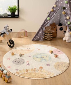 Tappeto bambini pianeti rotondo - Dreams planets bianco/multi