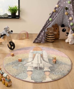 Tappeto bambini universo rotondo - Dreams rocket multi