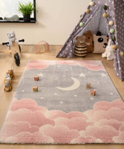 Tappeto bambini nuvola - Dreams cloud rosa/grigio