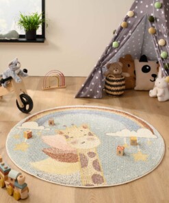 Tappeto bambini giraffa rotondo - Snoozy blu/multi