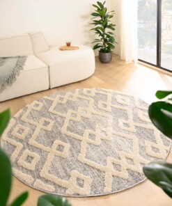 Tappeto rotondo scandinavo - Fjord Fosse grigio/crema