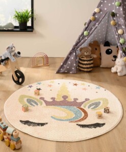 Tappeto unicorno rotondo - Snoozy bianco/multi
