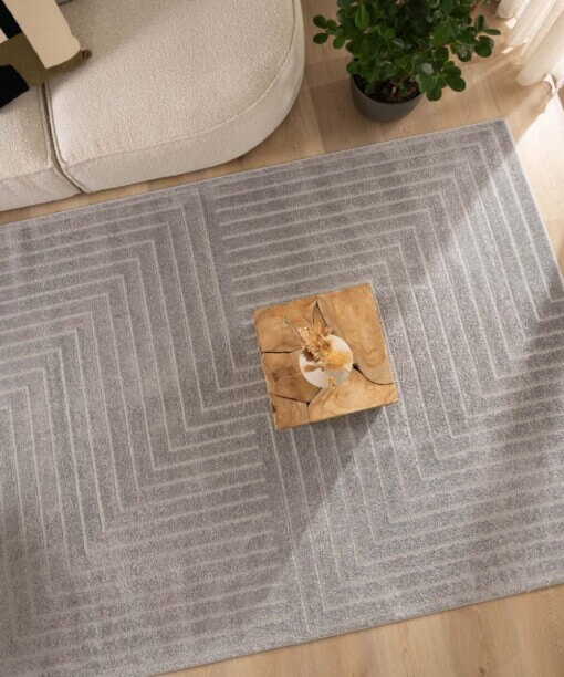 Tappeto stile scandinavo quadrato - Contour Edge Grigio
