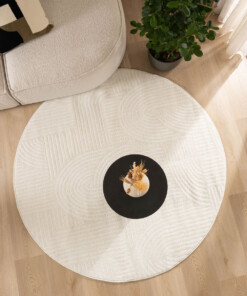 Tappeto stile scandinavo rotondo - Contour Bend Crema