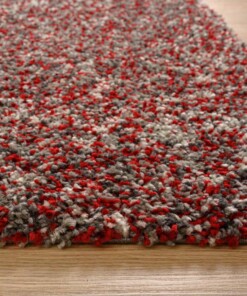 Tappeto a pelo lungo melange - Blend Rosso/Grigio - close up