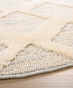 Tappeto stile scandinavo rotondo - Fjord Dvale Crema/Grigio - close up
