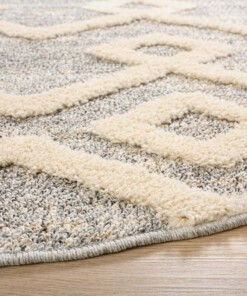 Tappeto rotondo scandinavo - Fjord Fosse grigio/crema - close up