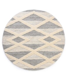 Tappeto stile scandinavo rotondo - Fjord Farger Grigio/Crema - overzicht, thumbnail
