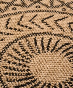 Tappeto da balcone effetto juta - Boho Mandala Beige/Nero - close up, thumbnail Tappeto da balcone effetto juta - Boho Mandala Beige/Nero - close up, thumbnail