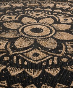 Tappeto da esterno Boho - Coastal Hammock Nero/Beige - close up, thumbnail