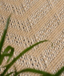 Tappeto da esterno quadrato effetto juta - Sunny Contour Beige - close up