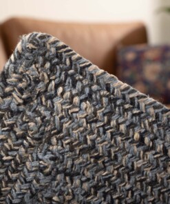 Tappeto quadrato in cotone - Joy Blu - close up, thumbnail