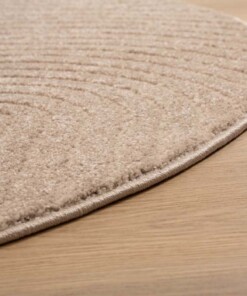 Tappeto stile scandinavo rotondo - Contour Bend Beige - close up, thumbnail