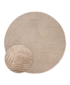 Tappeto stile scandinavo rotondo - Contour Bend Beige - overzicht, thumbnail