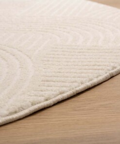Tappeto stile scandinavo rotondo - Contour Curve Crema - close up, thumbnail