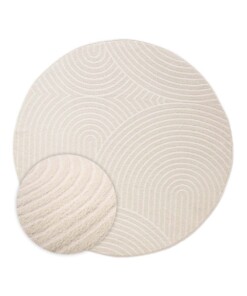 Tappeto stile scandinavo rotondo - Contour Curve Crema - overzicht
