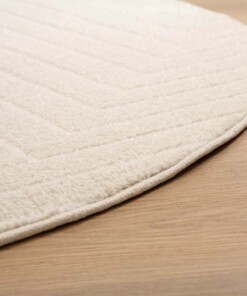 Tappeto stile scandinavo rotondo - Contour Edge Crema - close up, thumbnail