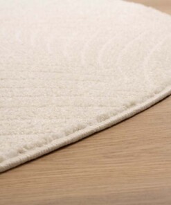 Tappeto stile scandinavo rotondo - Contour Leaf Crema - close up, thumbnail