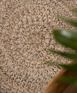 Tappeto rotondo in cotone Joy - Beige/Bianco - close up, thumbnail Tappeto rotondo in cotone Joy - Beige/Bianco - close up, thumbnail