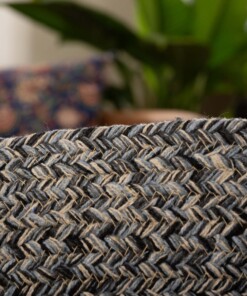 Tappeto rotondo in cotone Joy - Blu - close up, thumbnail