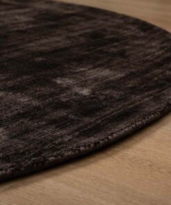 Tappeti ovali in viscosa - Glamour Marrone scuro - close up, thumbnail