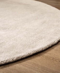 Tappeto rotondo in viscosa - Glamour Crema - close up, thumbnail