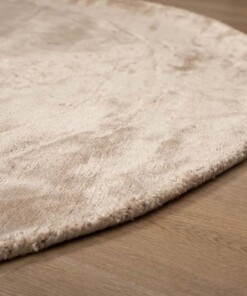 Tappeto rotondo in viscosa - Pearl Beige - close up, thumbnail