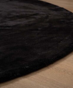 Tappeto rotondo in viscosa - Pearl Nero - close up, thumbnail