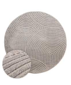 Tappeto stile scandinavo rotondo - Contour Curve Grigio - overzicht